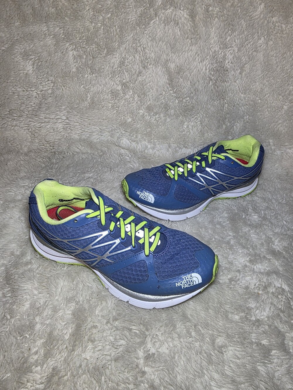 The North Face Ultra Smooth Trail Running Shoes Blue Neon Lime Green Womens 6.5